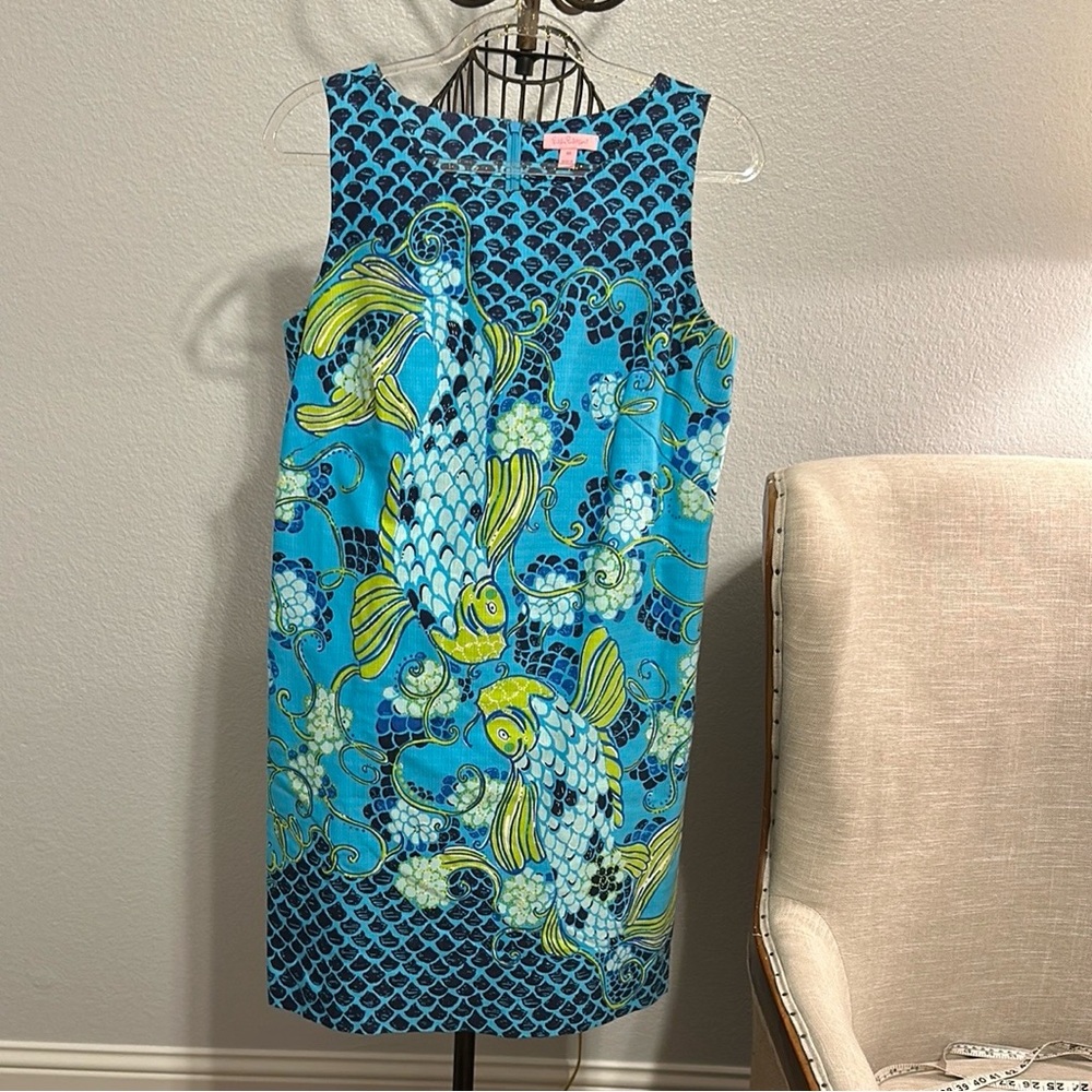 Lilly Pulitzer Blue Fish Print Sleeveless Dress
